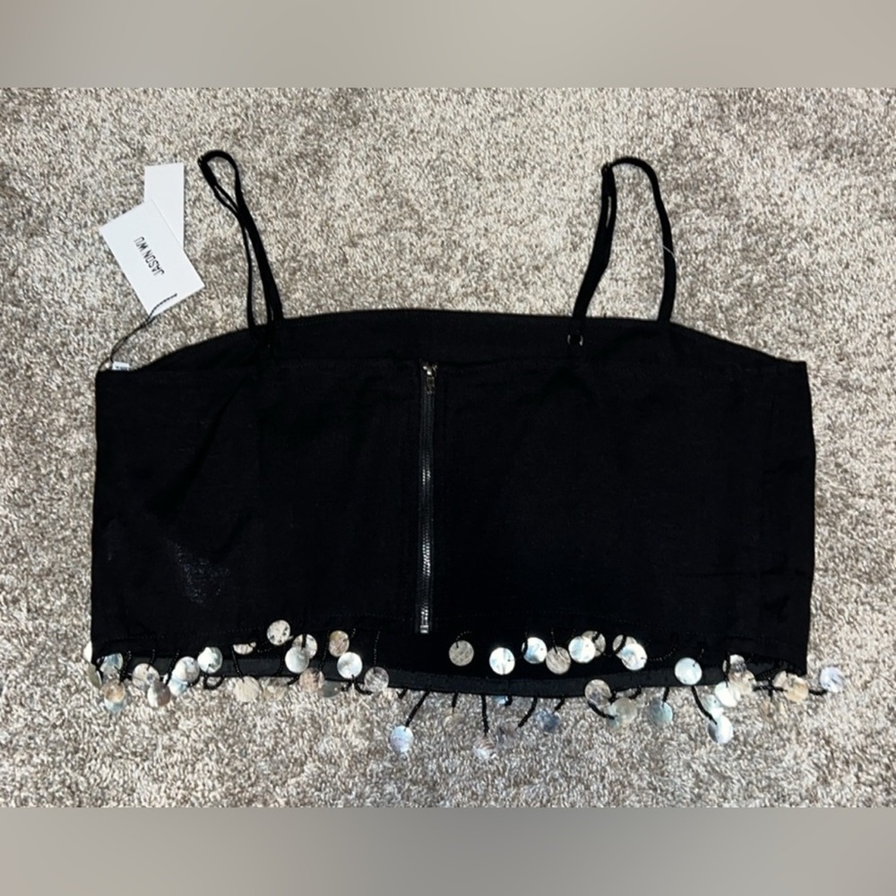 NWT Jason Wu Crop Tank & Wrap Skirt Set Mother of Pearl Embellished Beads Size 8 - Picture 6 of 12